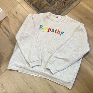 The Mayfair Group Empathy Always Crewneck Sweater Grey Retail $98 Size M/L
